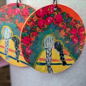 Hand-Painted Every Child Matters Grandma Floral Scarf Earrings